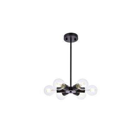 LIVING DISTRICT Reyes 6 Lights Black Pendant LD2338BK